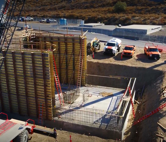 A photo of ongoing construction upgrades to the Wadsworth Pumping Station at Diamond Valley Lake.